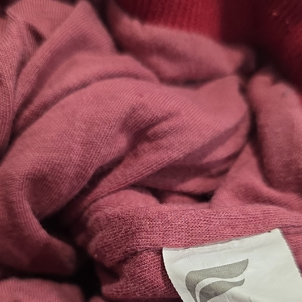 Fabletics Cropped Mock Neck Oversized Burgundy Sweater Fleece - Picture 7 of 7